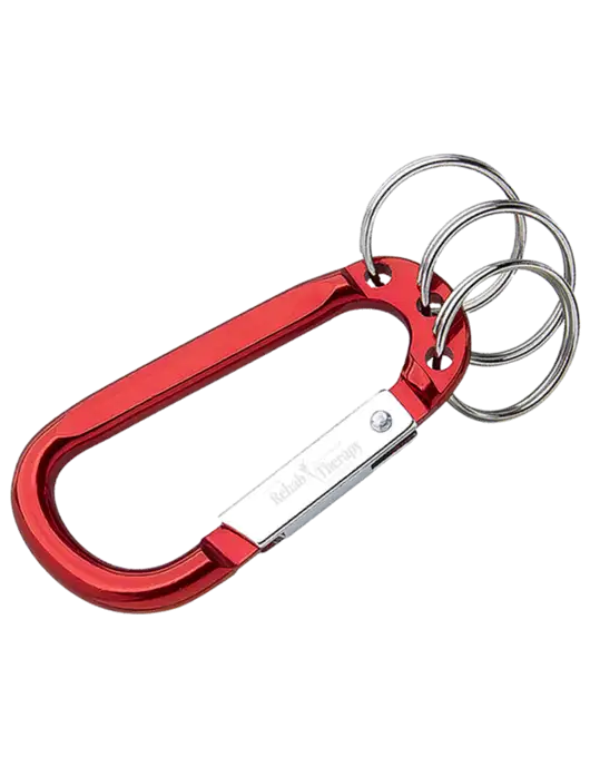 Red 3 Ring Carabiner Clip w/Sports Rehab Logo