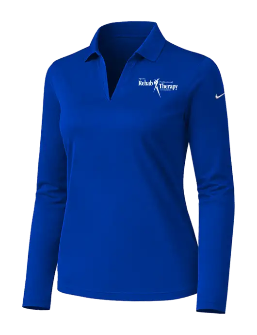 Nike Womens Dark Royal Dri-FIT Micro Pique 2.0 Long Sleeve Polo w/Sports Rehab Logo