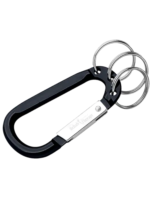 Black 3 Ring Carabiner Clip w/Sports Rehab Logo