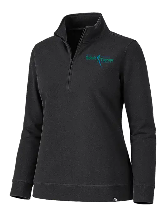 TravisMathew Womens Coveside Black 1/2 Zip w/Sports Rehab Logo