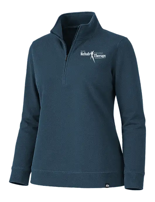 TravisMathew Womens Coveside Navy Heather 1/2 Zip w/Sports Rehab Logo