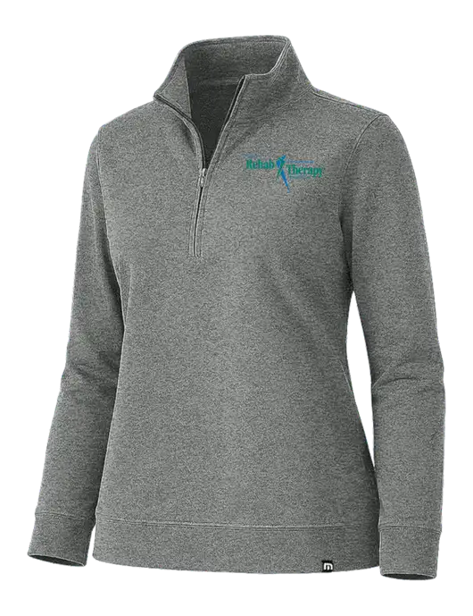 TravisMathew Womens Coveside Medium Dark Grey Heather Heather 1/2 Zip w/Sports Rehab Logo