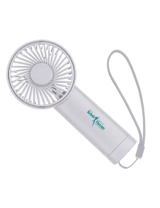 Airpulse 3-Speed Rechargeable White Fan w/Sports Rehab Logo