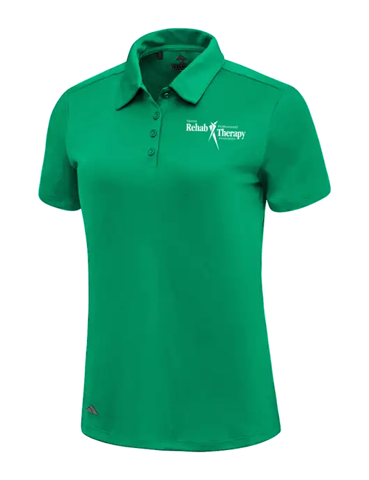 Adidas Medium Green Womens Ultimate Solid Polo w/Sports Rehab Logo