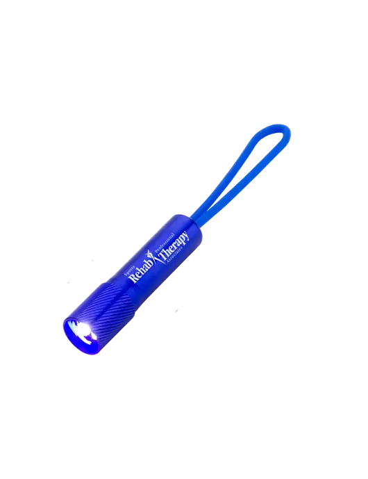 Mini Royal Blue LED Flashlight with Silicone Loop w/Sports Rehab Logo