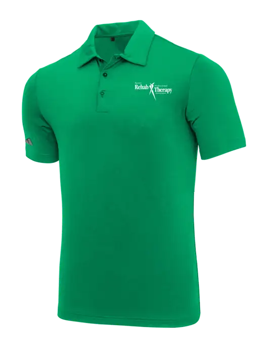 Adidas Medium Green Ultimate Solid Polo w/Sports Rehab Logo