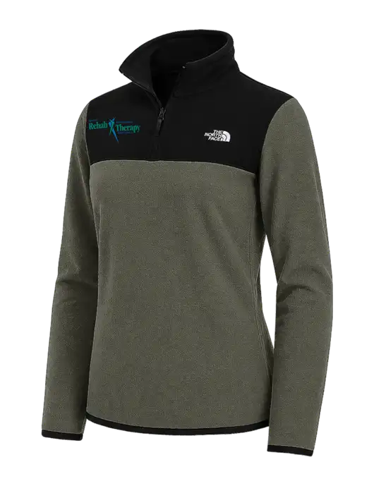The North Face Womens Dark Olive/Black Glacier 1/4-Zip Fleece w/Sports Rehab Logo