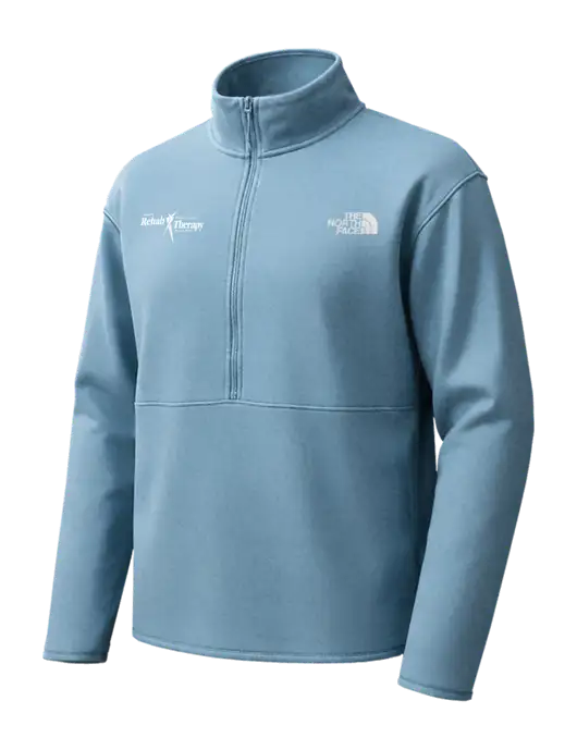 The North Face Light Blue Double-Knit 1/2-Zip Fleece w/Sports Rehab Logo