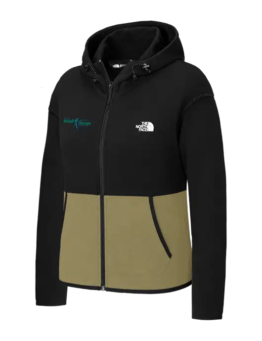 The North Face Womens Black/Dark Tan Double-Knit Full-Zip Hoodie w/Sports Rehab Logo