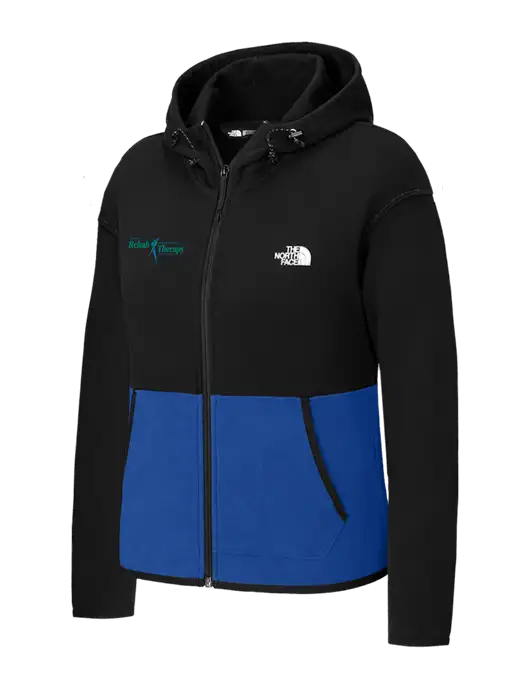 The North Face Womens Black/Royal Double-Knit Full-Zip Hoodie w/Sports Rehab Logo