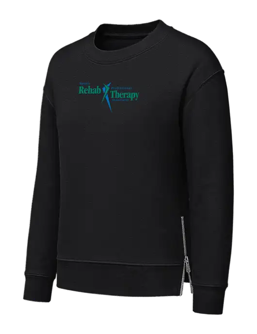 Womens Black Dual Side Zippers Crewneck w/Sports Rehab Logo