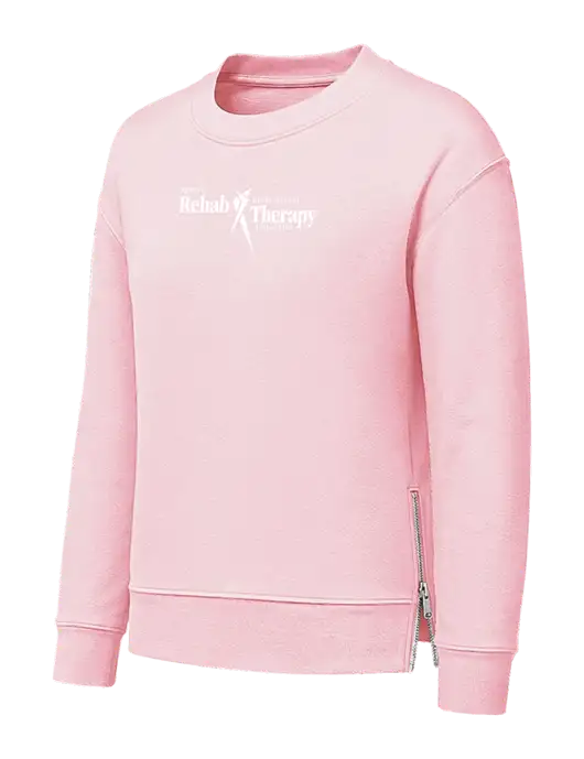 Womens Light Pink Dual Side Zippers Crewneck w/Sports Rehab Logo