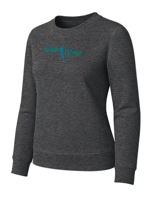 Womens Charcoal Heather Loft Crewneck Sweatshirt w/Sports Rehab Logo