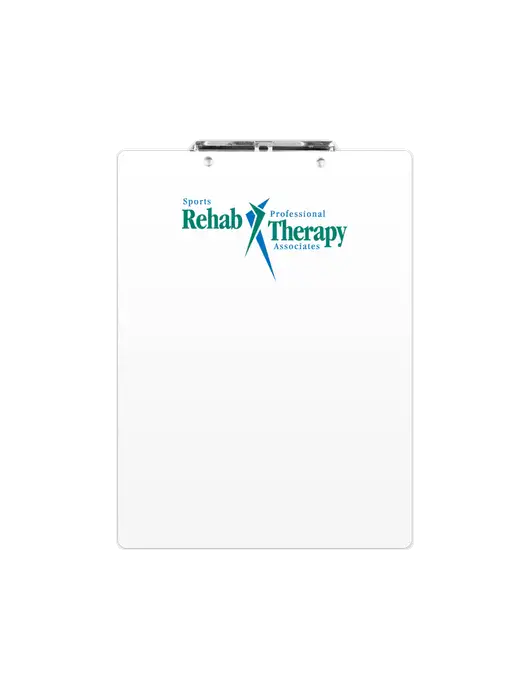 White Plastic Clipboard Letter Size w/Sports Rehab Logo
