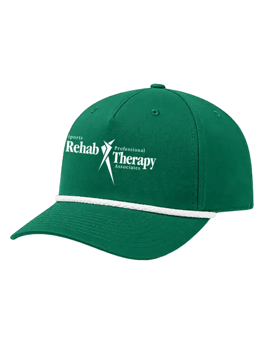 Richardson 5-Panel Classic Medium Dark Green/White Rope Cap w/Sports Rehab Logo