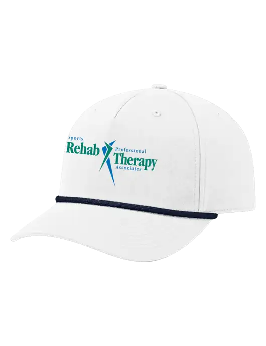 Richardson 5-Panel Classic White/Navy Rope Cap w/Sports Rehab Logo