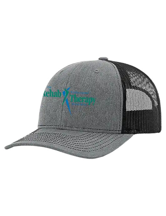 Richardson 112+ R-Flex Medium Grey Heather Trucker Cap w/Black Mesh w/Sports Rehab Logo