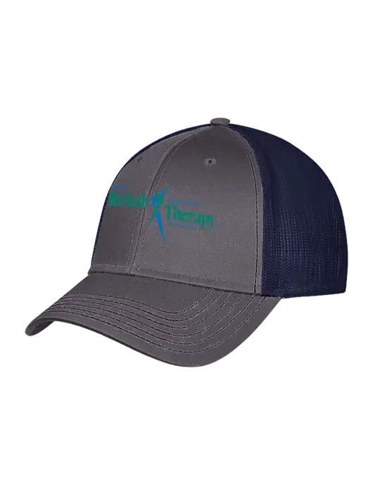 Charcoal/Navy Mesh Trucker Cap Snap Back w/Sports Rehab Logo