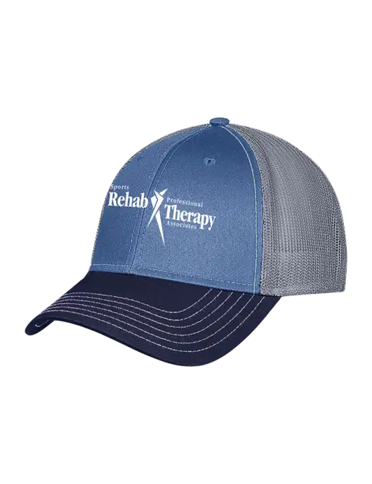 Dark Royal/Navy/Medium Grey Mesh Trucker Cap Snap Back w/Sports Rehab Logo