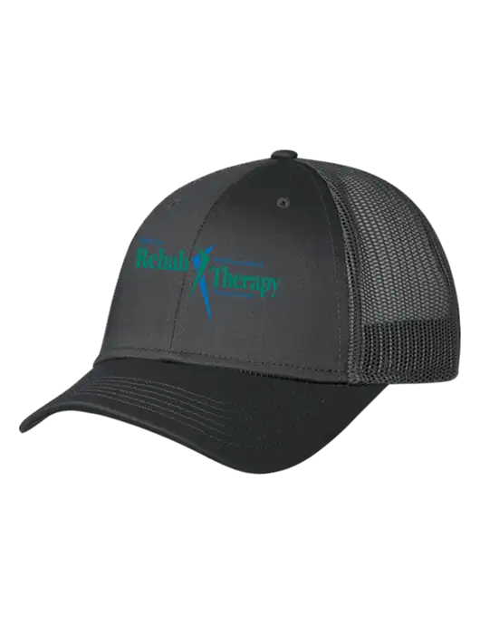 Charcoal Mesh Trucker Cap Snap Back w/Sports Rehab Logo