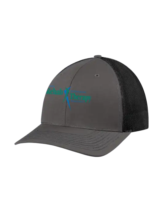 Richardson Adjustable Snapback Original 112 Trucker Cap Dark Grey w/Black Mesh w/Sports Rehab Logo