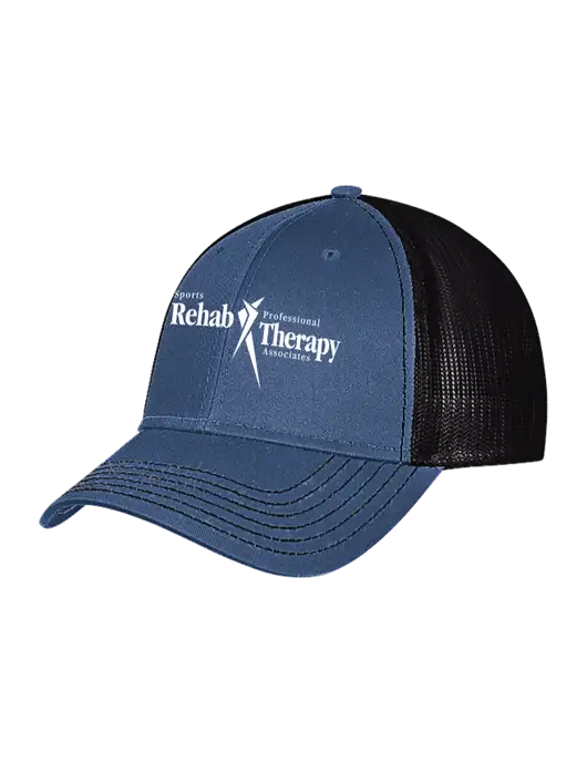 Dark Royal/Black Mesh Trucker Cap Snap Back w/Sports Rehab Logo