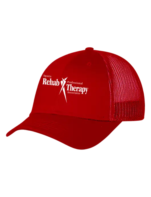 Red Mesh Trucker Cap Snap Back w/Sports Rehab Logo
