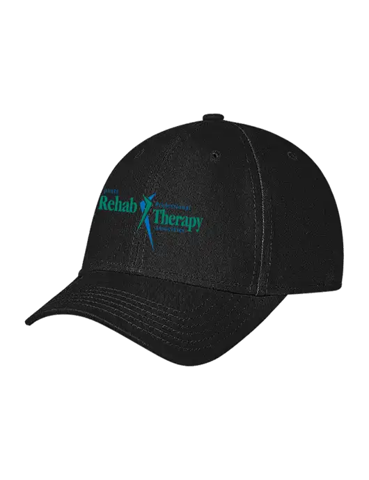 Black Structured Soft Snap Closure Hook & Loop Cap w/Sports Rehab Logo