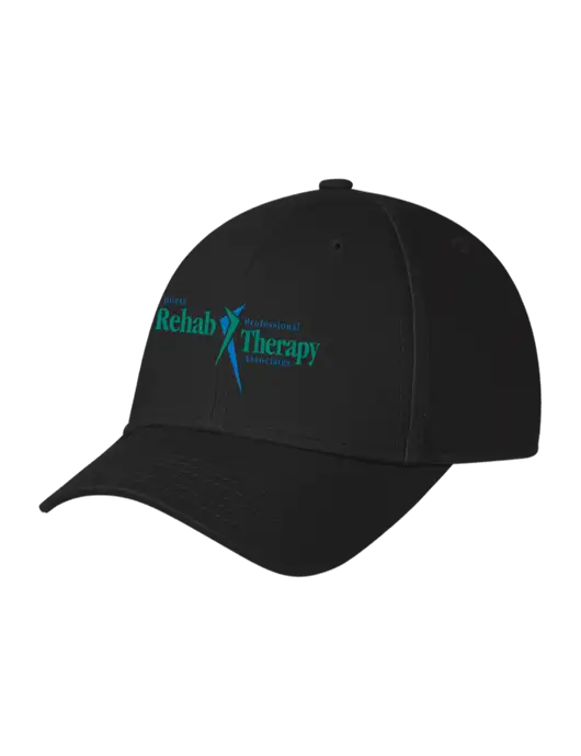 Black Structured Cap Hook & Loop w/Sports Rehab Logo