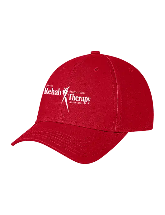 Red Structured Soft Snap Closure Hook & Loop Cap w/Sports Rehab Logo