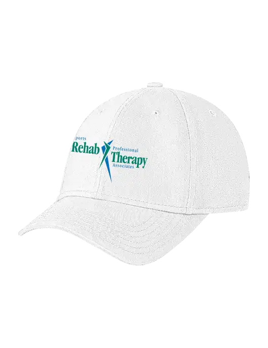 White Structured Soft Snap Closure Hook & Loop Cap w/Sports Rehab Logo