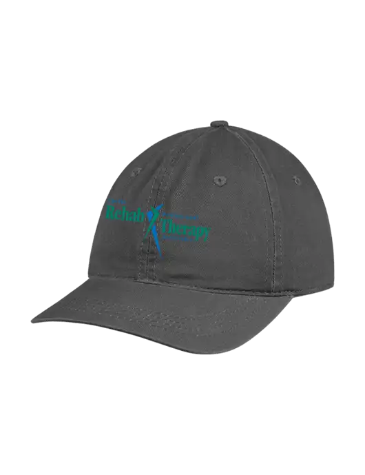 Garment Washed Unstructured Twill Charcoal Cap w/Sports Rehab Logo