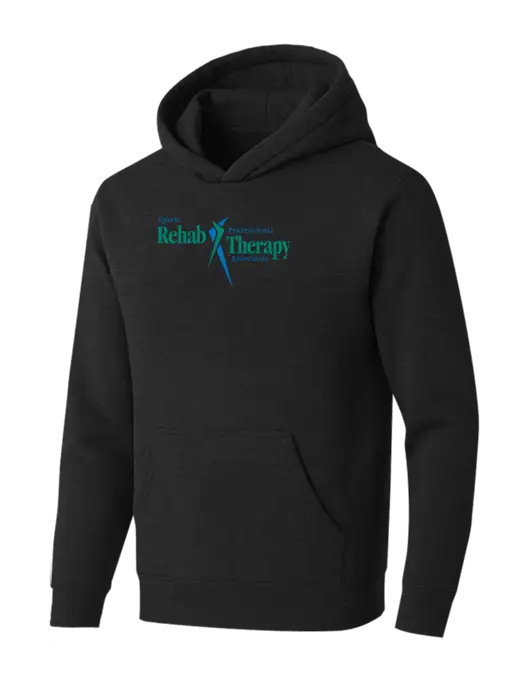 BELLA+CANVAS Black Heather Sponge Fleece Pullover Hoodie w/Sports Rehab Logo