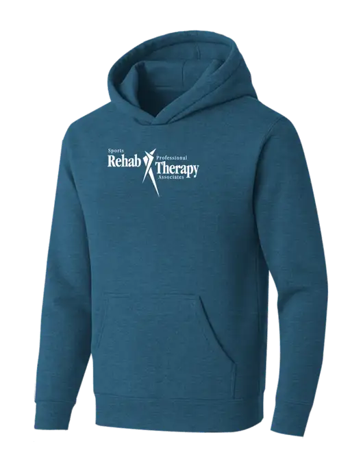 BELLA+CANVAS Heather Deep Teal Sponge Fleece Pullover Hoodie w/Sports Rehab Logo