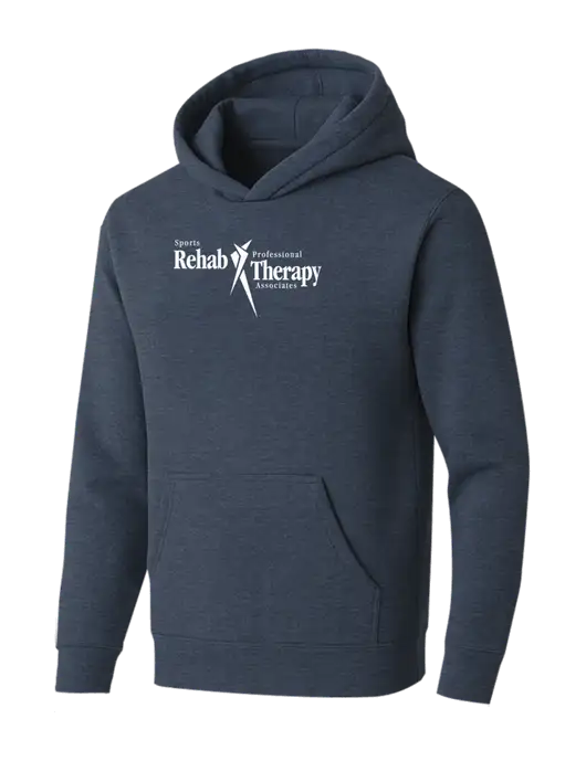 BELLA+CANVAS Heather Navy Sponge Fleece Pullover Hoodie w/Sports Rehab Logo