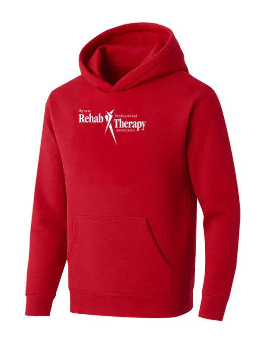 BELLA+CANVAS Red Sponge Fleece Pullover Hoodie w/Sports Rehab Logo