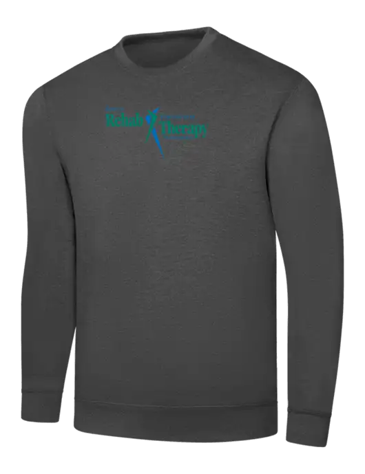 Charcoal 7.8 oz Ring Spun Crew Sweatshirt w/Sports Rehab Logo