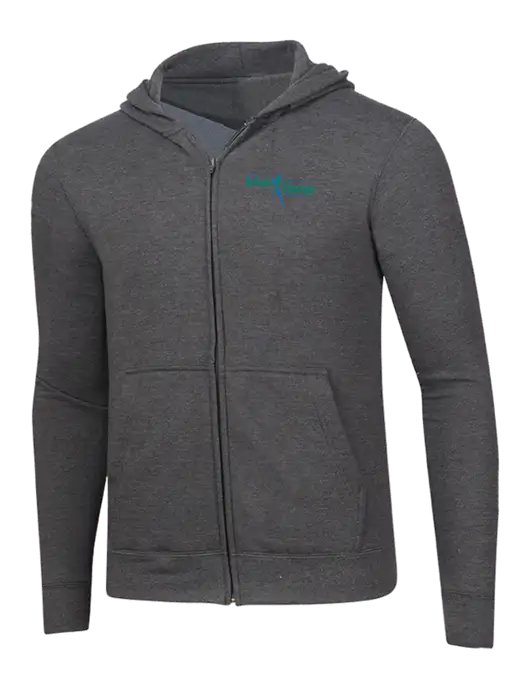 Dark Heather Grey 8.5 oz Ring Spun Zip Hooded Sweatshirt w/Sports Rehab Logo
