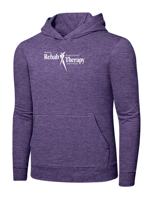 Heather Purple 7.8. oz Ring Spun Hooded Sweatshirt w/Sports Rehab Logo