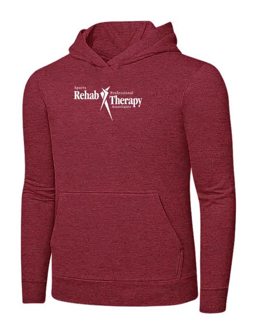 Heather Red 7.8 oz Ring Spun Hooded Sweatshirt w/Sports Rehab Logo