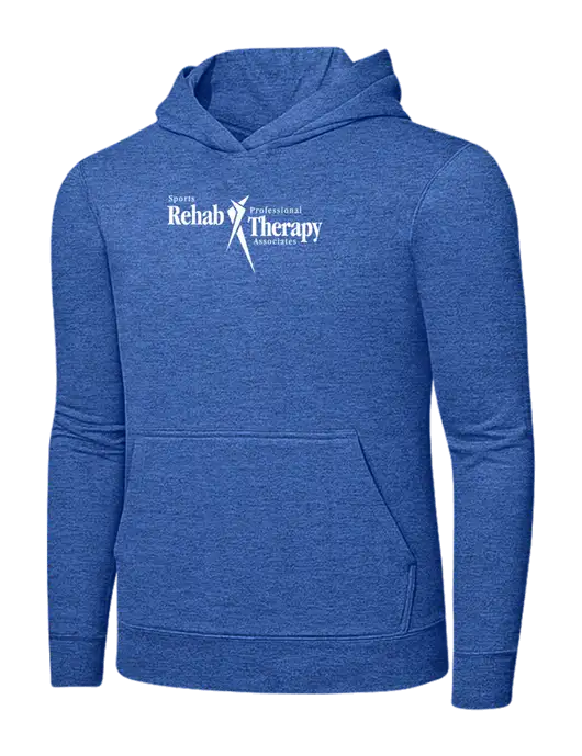 Heather Royal 7.8. oz Ring Spun Hooded Sweatshirt w/Sports Rehab Logo