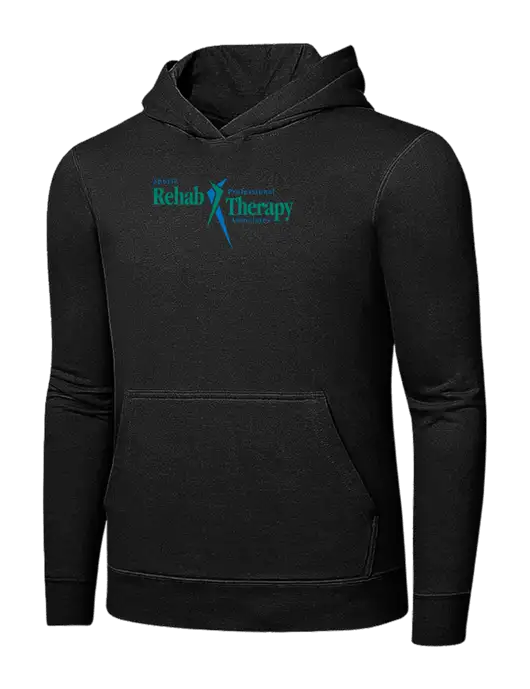 Jet Black 7.8 oz Ring Spun Hooded Sweatshirt w/Sports Rehab Logo