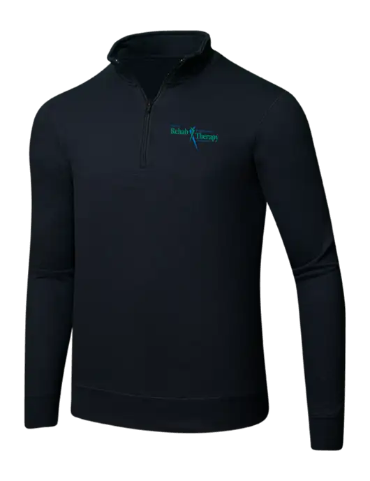 Jet Black 8.5 oz Ring Spun 1/4 Zip Pullover Sweatshirt w/Sports Rehab Logo