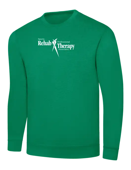 Kelly Green 7.8 oz Ring Spun Crew Sweatshirt w/Sports Rehab Logo
