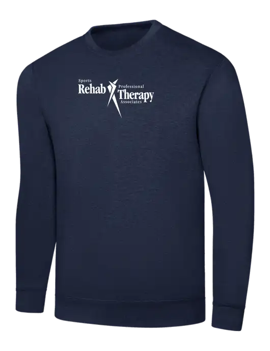 Navy 7.8 oz Ring Spun Crew Sweatshirt w/Sports Rehab Logo