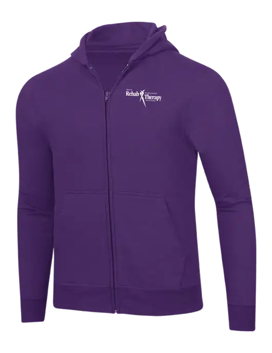Purple 8.5 oz Ring Spun Zip Hooded Sweatshirt w/Sports Rehab Logo