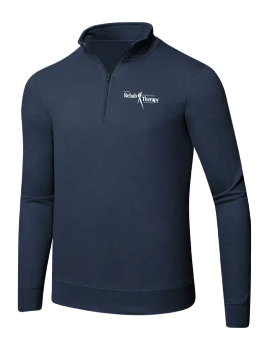 Team Navy 8.5 oz Ring Spun 1/4 Zip Pullover Sweatshirt w/Sports Rehab Logo