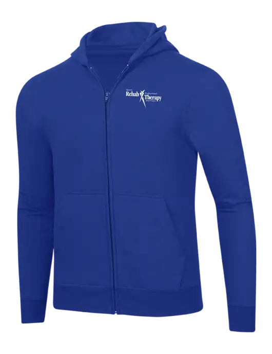 True Royal 8.5 oz Ring Spun Zip Hooded Sweatshirt w/Sports Rehab Logo