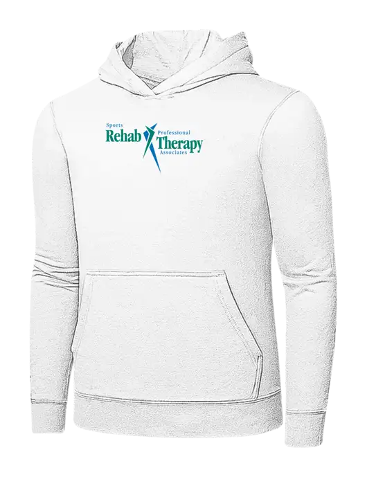 White 7.8 oz Ring Spun Hooded Sweatshirt w/Sports Rehab Logo