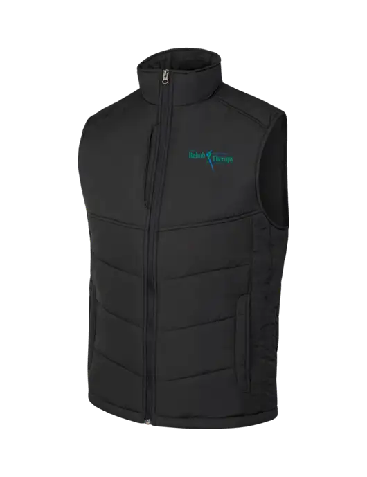Black/Black Puffy Vest w/Sports Rehab Logo
